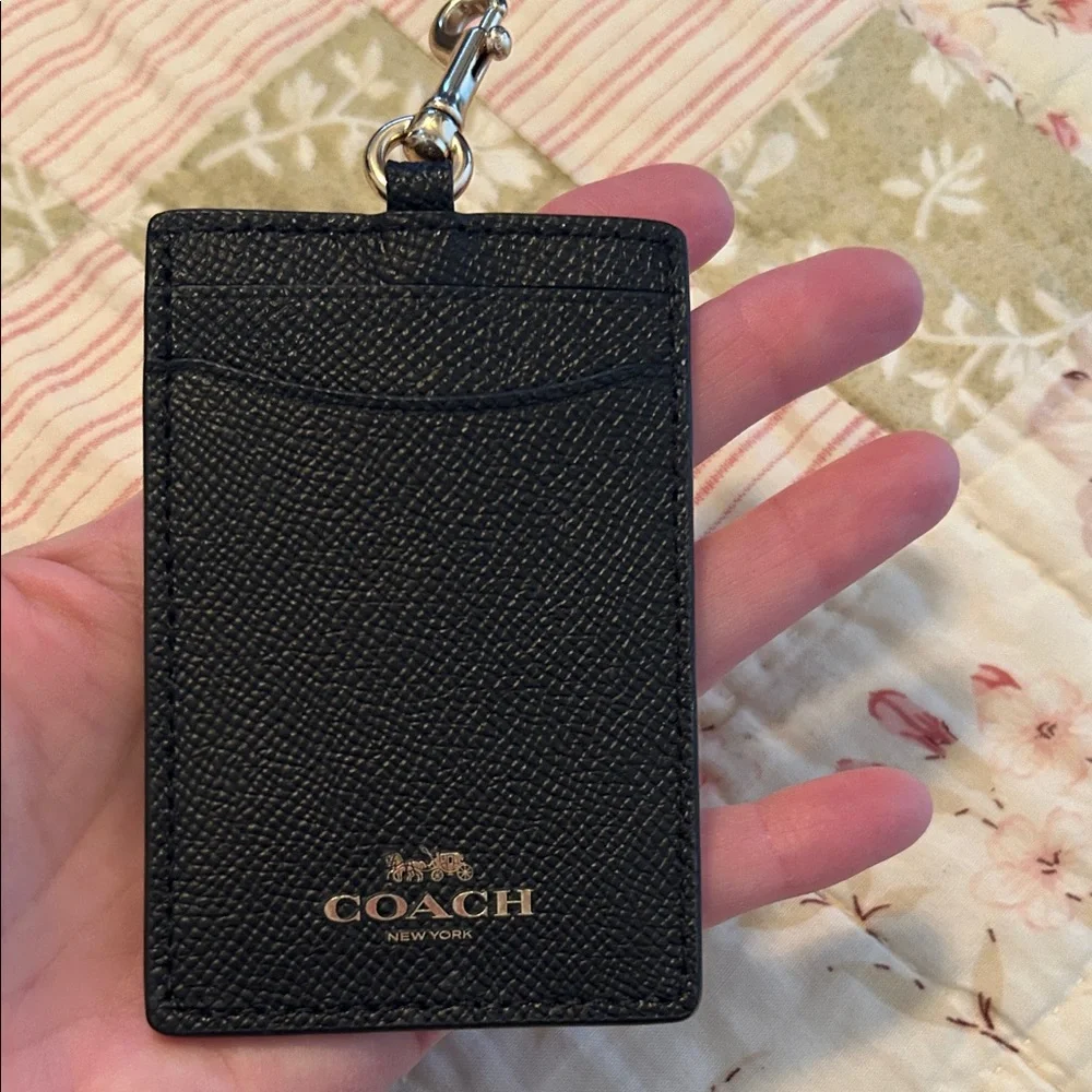 Coach Black Leather Card Holder with Clip - Picture 7 of 7